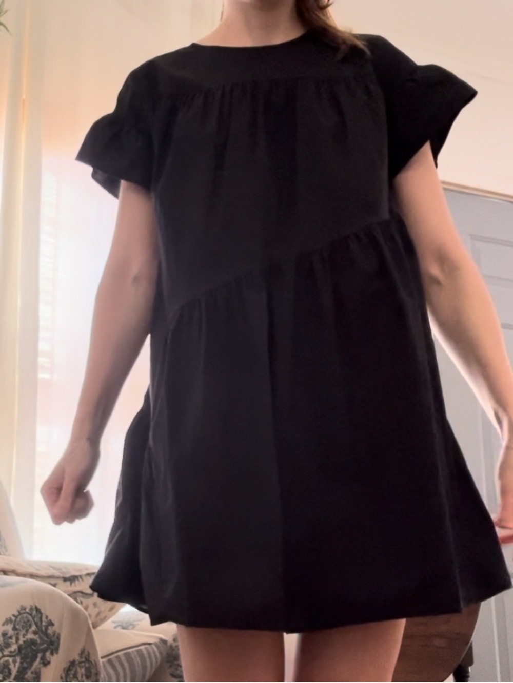 Who What Wear Black Mini Babydoll Dress